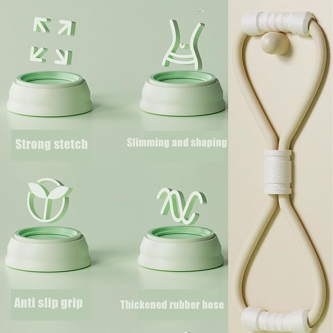 Elastic Fitness Pulling Rope Chest Expander Yoga Rubber Tension Band for Abdomen Arm Leg Stretching Fitness Training+Three Circumference Tape Measure Fitness Circumference Ruler Arm Leg Abdomen Ruler