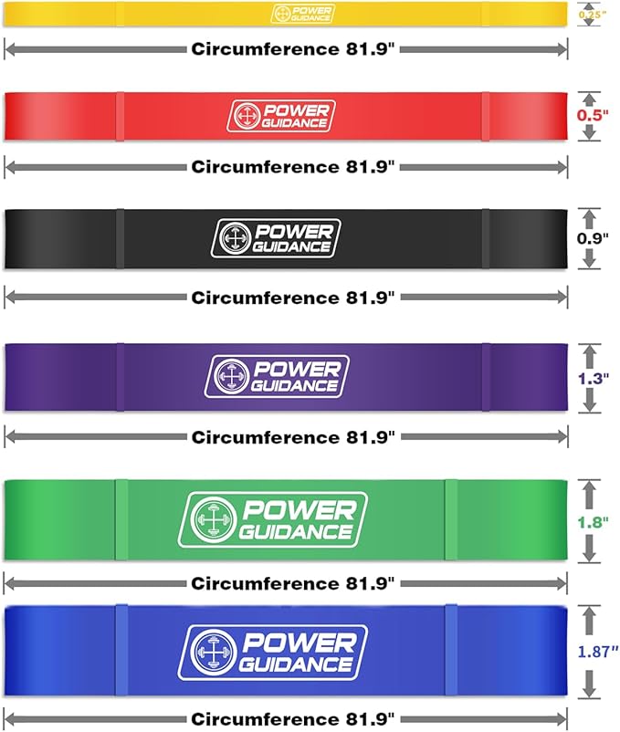 POWER GUIDANCE Resistance Bands, Set of 5 Pull Up Bands, Pull Up Assistance Bands, Exercise Bands, Resistance Bands Set for Legs, Working Out, Muscle Training, Physical Therapy, Shape Body