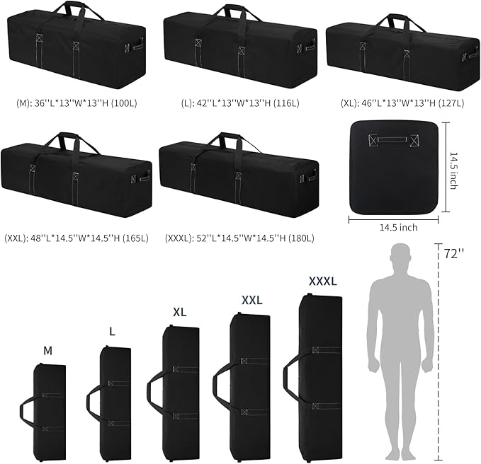 48 Inch Duffle Bag for Travel Camping - 165L Extra Large Heavy Duty Duffel Bag, Sport Equipment Storage Bag with 2 Sides Handles-Black