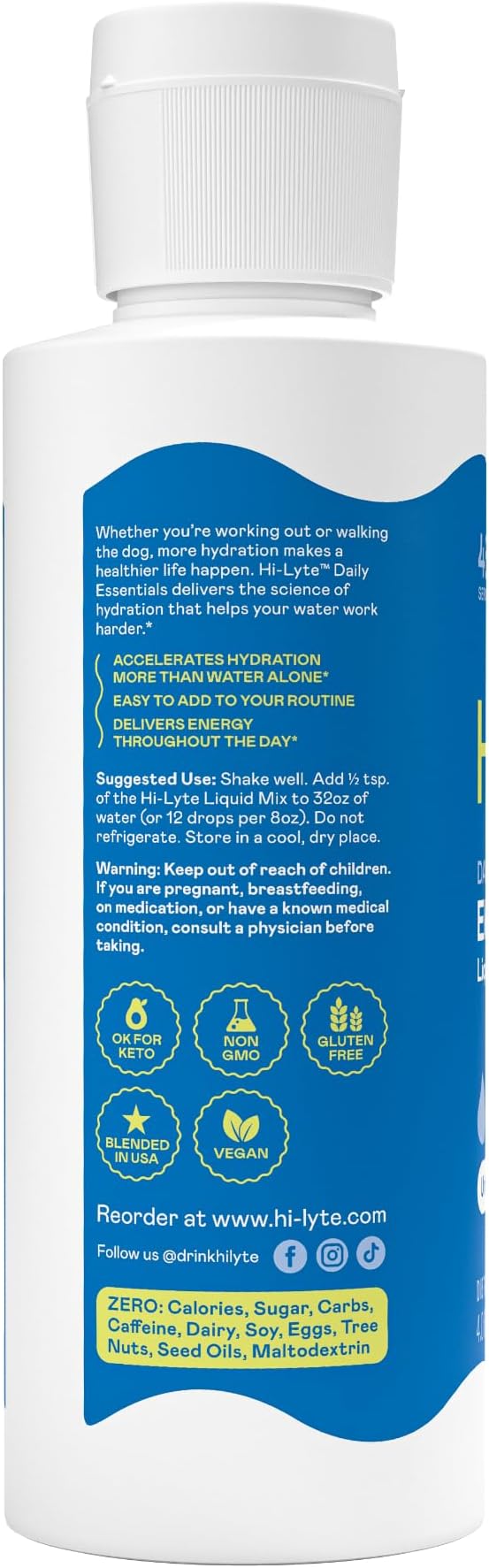 Hi-Lyte Electrolytes for Fasting, Immune Support and Rapid Hydration | 48 Servings | NO Calories NO Sugar | 20%+ More Potassium, Magnesium & Zinc
