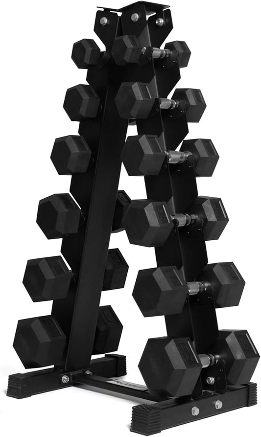 RitFit 5-650 LBS PVC Encased Hex Dumbbell Sets with Optional Rack for Home Gym, Hand weight with Chrome Handle for Strength Training, Workouts