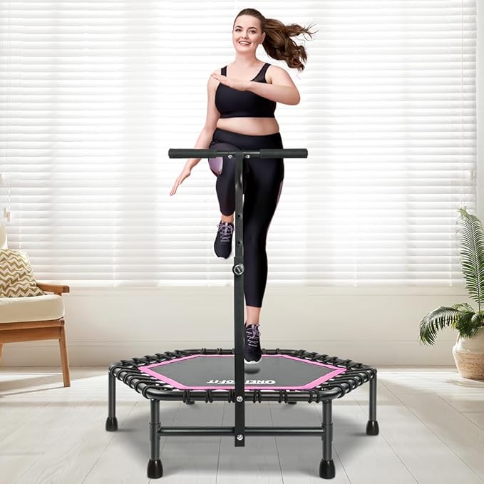 ONETWOFIT 42"/45" Rebounder Trampoline for Adults, Silent Mini Trampoline Indoor Exercise Fitness Trampoline Bungee Rebounder Workout Max Load 330lbs