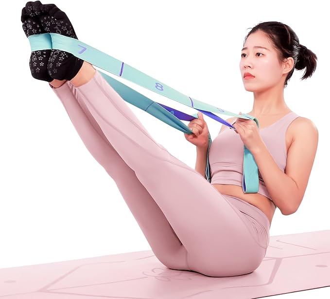 11 Loops Stretch band - Yoga, Pilates, Ballet, and Physical Therapy Stretching strap for Flexibility, Leg Stretching, and Exercise - Durable Stretching equipment for Dance and Fitness