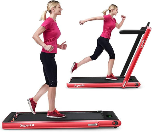 GYMAX Walking Pad, 2.25HP Foldable Treadmill with Smart App & Remote Control, Bluetooth LED Monitor, Small Spaces Compact Running Machine, Folding Portable Under Desk Treadmill for Home Office