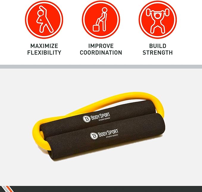 Body Sport Loop Tubing , Resistance Band with Foam Pad Handles for Strength Training and Rehabilitation