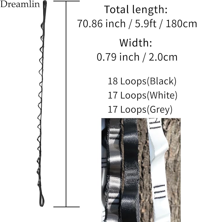 2PCS 5.9ft Long Nylon Daisy Chain Straps for Aerial Yoga Hammock Swing Adjustable Aerial Silk Extender Hanging Rope for Aerial Yoga Belts 180cm