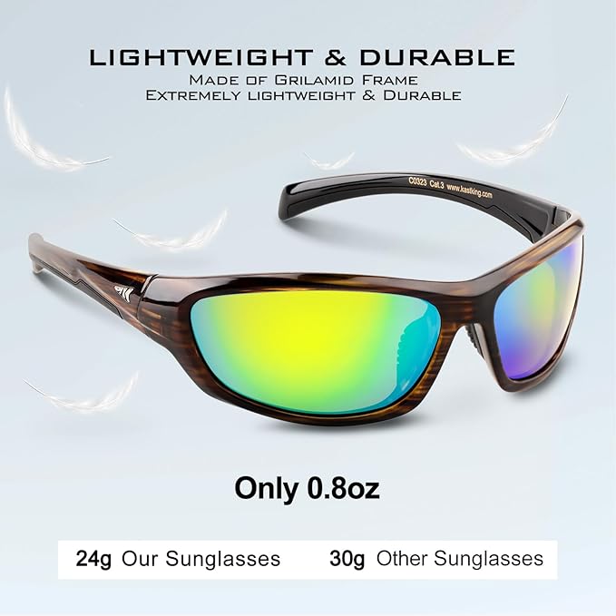 KastKing Hiwassee Polarized Sport Sunglasses for Men and Women, Wrap Sunglasses for Fishing Cycling and Running,UV Protection