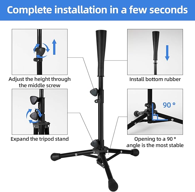 Baseball Tee For Kids, Easy Adjustable Batting Tee From 20.85 to 31.30 Inches. Foldable and Stable Baseball Tees for Hitting with Portable Bag. Softball Tee for Children Aged 3-10 Baseball Training.