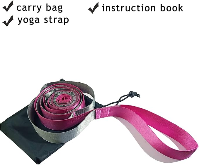 SANKUU Yoga Straps Stretching Strap with 12 Loops Workout Poster, Straps for Stretching Physical Therapy Equipment Long Stretch Out Bands for Exercise, Pilates and Gymnastics for Women Men