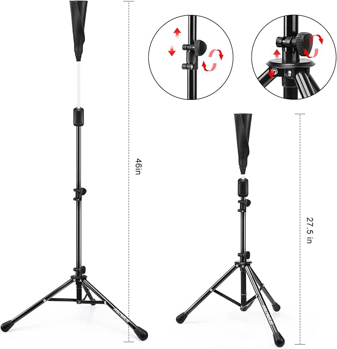 Baseball Tee Batting Tee Softball Tee Portable Travel Hitting Tee,Easy Adjustable Height,Stable Tripod Stand