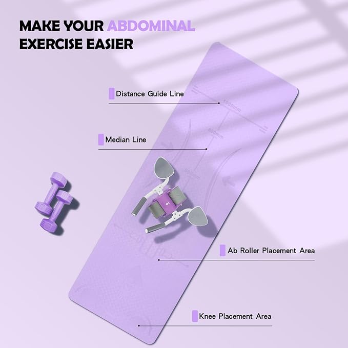 Exercise Equipment Mat for Ab Roller Wheel, Non Slip Abdominal Knee Mat, 6mm Thick Home Gym Floor Pad for Yoga, Pilates, Skipping, 72"L X 24"W X 0.24"Th, TPE