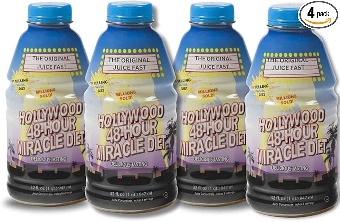 48-Hour Miracle Fruit Juice Cleanse Diet 4-Pack, Detox Cleanse for Weight Loss & Rejuvenation, Food Replacement, Fast Acting Diet, Delicious & Tasty Formula, 32 Fl. Oz.