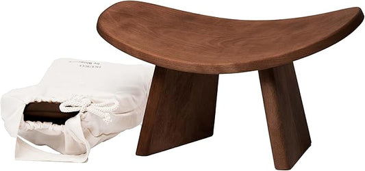 Meditation Bench IKUKO Original, Portable Version with Bag, Locally Handmade Wooden Kneeling Ergonomic Seiza Seat, Prana Yoga - 2 Colors, 3 Height Sizes