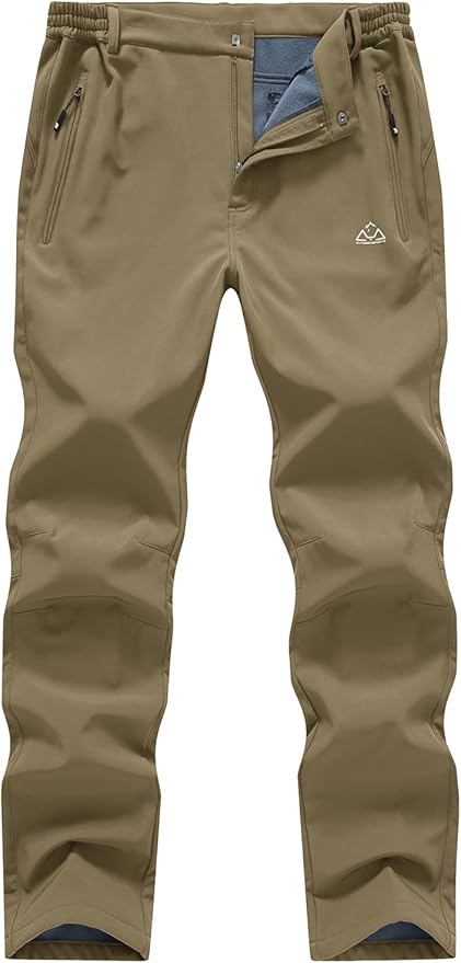 Gopune Men's Snow Ski Waterproof Softshell Pants Outdoor Windproof Warm Hiking Insulated Pants