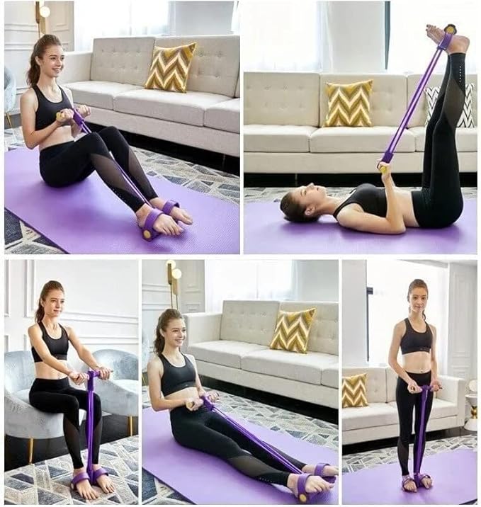 21 Fitness Resistance Bands - 4 Tube Pedal Ankle Puller, Yoga Handle Bands Exerciser Multifunction Trainer Tension Rope for Body, Abdomen, Waist, Arm, Tummy Exercise Stretching Training ( Color : Gray