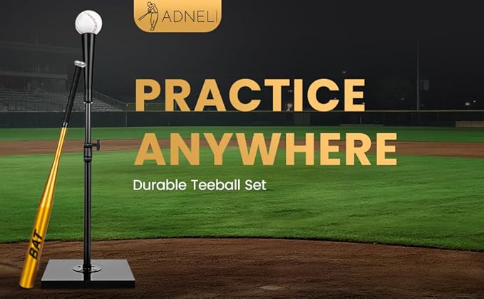 Baseball Batting Tee Set with Light Weight Aluminum Bat and Baseball - Hitting Tee - Baseball Tee - Batting Tees for Baseball - Hitting Tee for Baseball - Baseball Hitting Tee - Baseball Tee Set