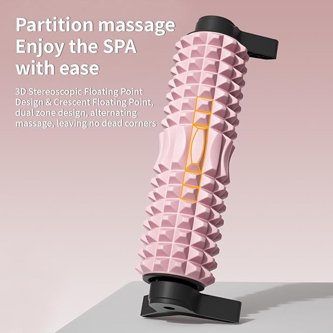 New Upgrade Bracket Foam Roller, 21 Inch Firm Deep Tissue Muscle Massager for Back Leg Pain & Sore Muscles (Pink)