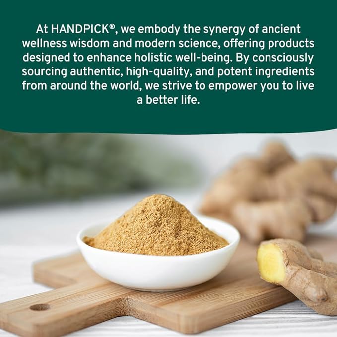 HANDPICK Ginger Powder (14oz/397g) No Additives, No Preservatives, No Fillers | Ginger Root Powder from India | Raw, Gluten Free, Non GMO | Perfect for Cooking, Baking | Resealable Zip Lock Pouch