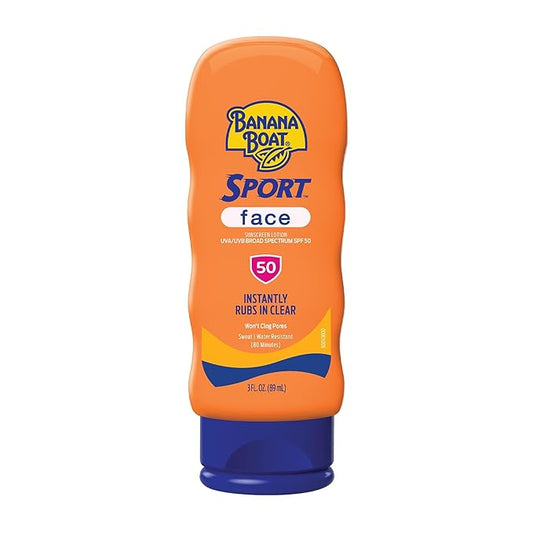 Banana Boat Sport Sunscreen for Face SPF 50, 3oz | Travel Size Sunscreen SPF 50, Travel Sunblock Lotion, Sun Screen Protector for Face and Body, Suntan Lotion, Bloqueador Solar, Sun Care, 3 fl oz