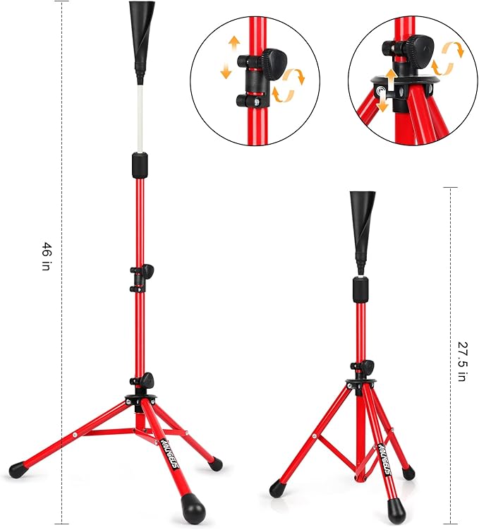 Baseball Tee Batting Tee Softball Tee Portable Travel Hitting Tee,Easy Adjustable Height,Stable Tripod Stand
