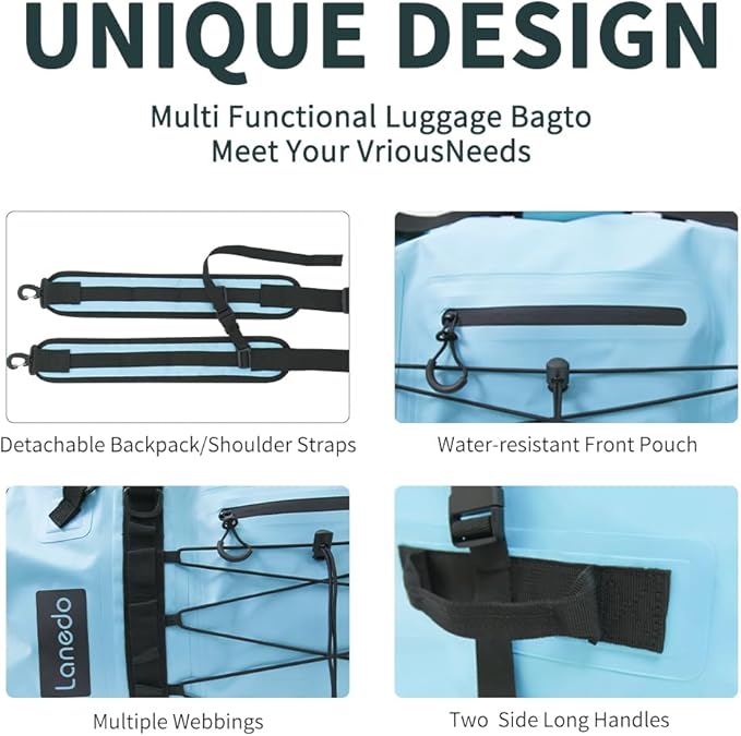 80L Dry Bag Large Waterproof Bag Roll-Top Heavy Duty Fishing Duffel Bag with Durable Straps & Handles for Kayaking Paddle boarding Boating Rafting Fishing