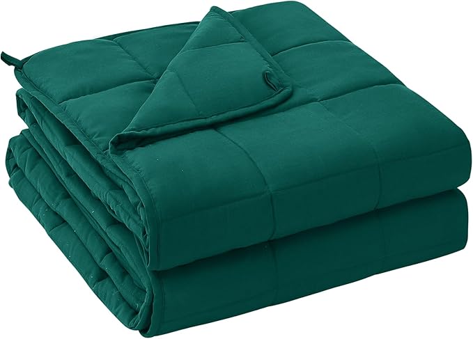 yescool Weighted Blanket for Adults (17 lbs, 48" x 72", Dark Green) Cooling Heavy Blanket for Sleeping Perfect for 160-180 lbs, Twin Size Breathable Blanket with Premium Glass Bead, Machine Washable