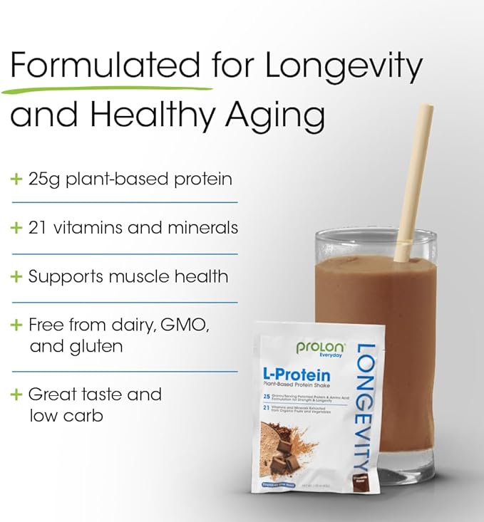 Prolon Longevity Plant Based Protein Powder | Muscle Synthesis & Repair, Healthy Aging, Boost Performance | Vitamins, Gluten Free, Amino Acids, Antioxidants | 25g of Protein | Berry, 24 Packets