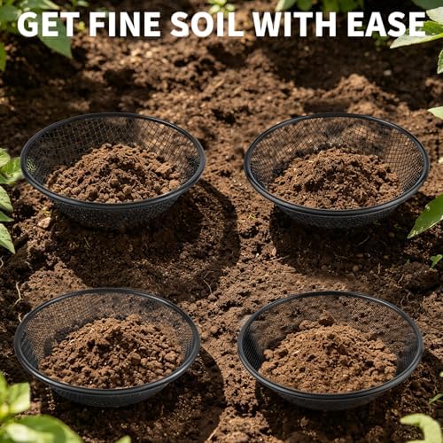 4 PCS Soil Sifter for Gardening, 1/9 Inch Heavy Duty Rock Dirt Compost Sifter - Image 4