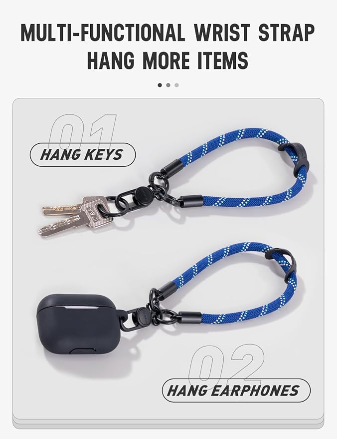 project-cb Phone Wrist Strap×1,Phone Tether Tab×2,Phone Wristlet,Phone Lanyard Wrist Strap,Key Holder,Keychain,Key Ring×2(Blue)