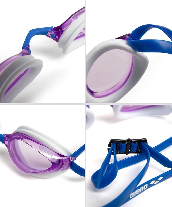 ARENA Unisex Python Racing Swim Goggles for Men and Women Anti-Fog No Leak Max Comfort Dual Strap, Mirror/Non-Mirror Lens