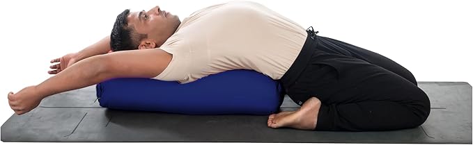 Yogikuti Iyengar Yoga Bolster for Restorative Yoga and Meditation – Lightweight Cotton Support Pillow with Handle for Easy Carry, Versatile for Pose Modification, Balance, Back Relief, and Relaxation