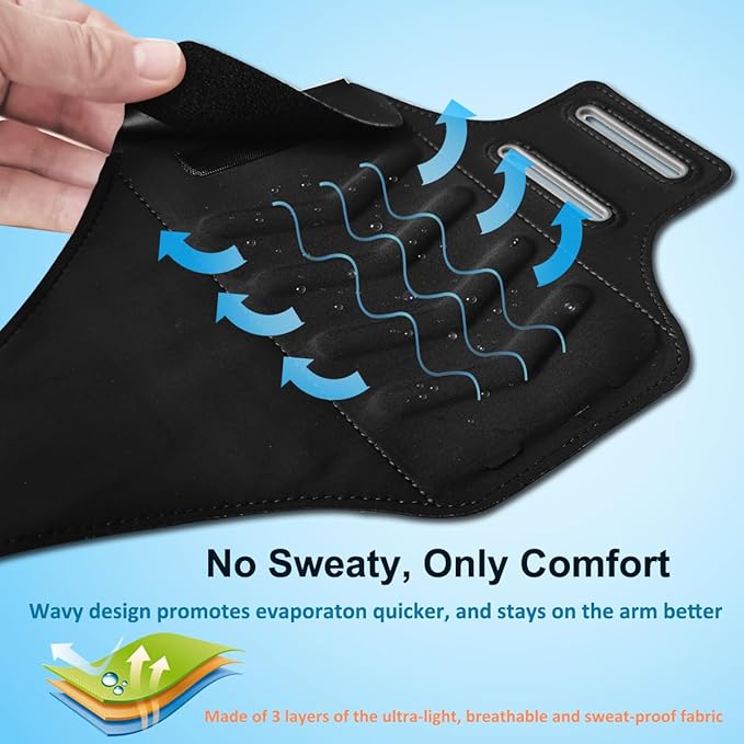 Arm Band for Phone for Running, Phone Holder for Running for iPhone & Samsung Galaxy, Cell Phone Armband Holder for Walking, Gym, Workout, w/Adjustable Strap & Zipper Pocket (Black-S)