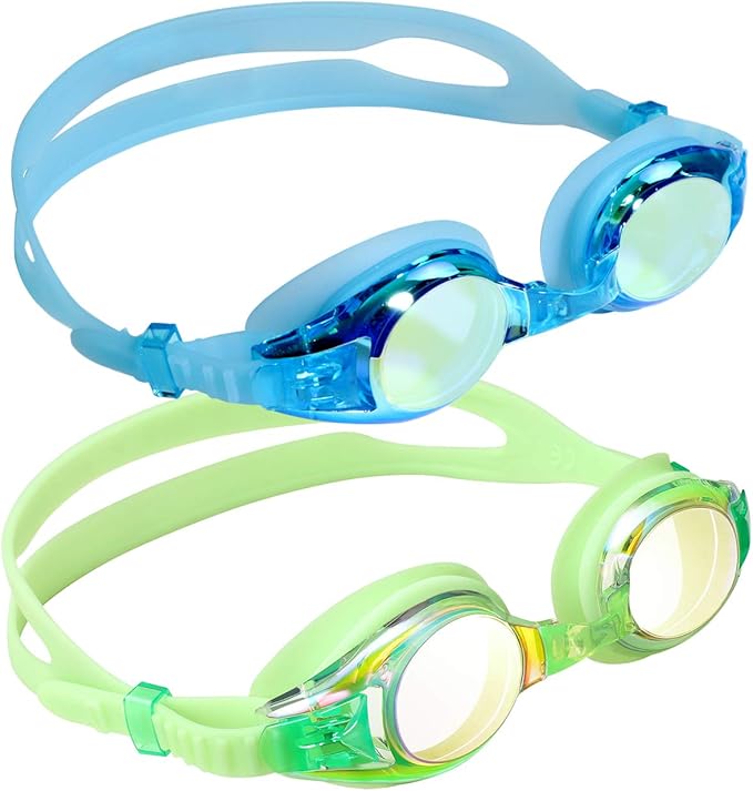 Aegend 2 Pack Kids Goggles, Swimming Goggles for Kids Age 4-16 Boys and Girls Youth, Anti-Fog Waterproof Anti-UV Pool Goggles