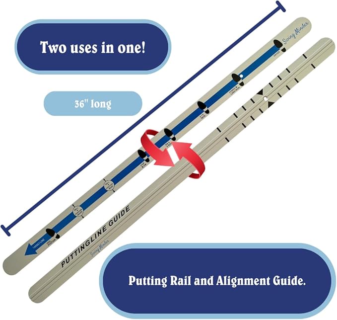 Putting Rail & Golf Stance Training Aid 2-in-1 | Golf Alignment & Putting Ruler 36 Inches with Carrying Case