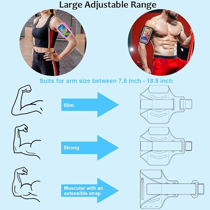 Arm Band for Phone for Running, Phone Holder for Running for iPhone & Samsung Galaxy, Cell Phone Armband Holder for Walking, Gym, Workout, w/Adjustable Strap & Zipper Pocket (Pink-S)