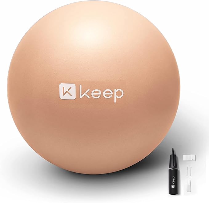 KEEP Pilates Small Exercise Ball Anti-Burst - Thickened Yoga Ball With Pump for Physical Therapy, Fitness, Workout, and Core Strength