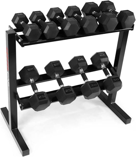 WF Athletic Supply Rubber Encased Hex Dumbbells with Rubber Grip Contoured Handle for Muscle Toning, Strength Building & Full Body Workout