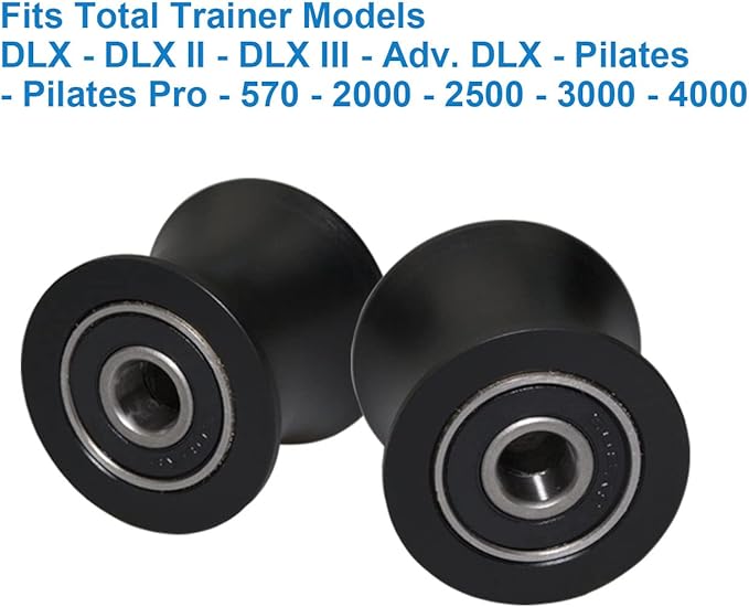 Total Gym Replacement Set of 4 Wheels/Rollers Compatible with Models DLX, DLX II, DLX III, Adv DLX, Pilates, Pilates Pro 2500, 3000, 4000，570, 2000 （Black）
