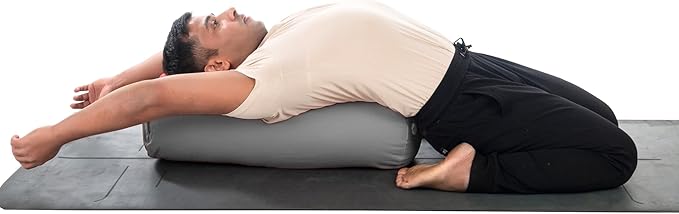 Yogikuti Iyengar Yoga Bolster for Restorative Yoga and Meditation – Lightweight Cotton Support Pillow with Handle for Easy Carry, Versatile for Pose Modification, Balance, Back Relief, and Relaxation