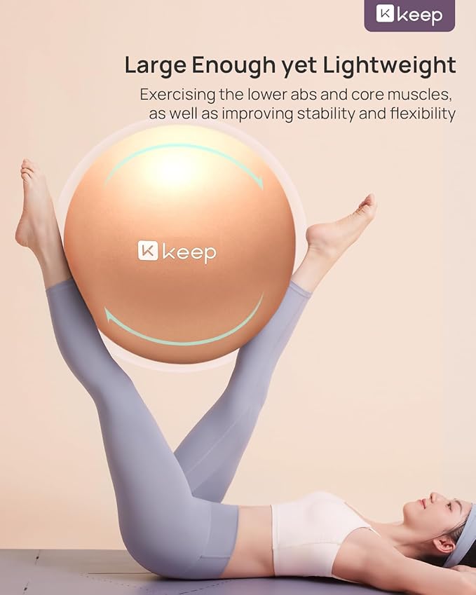 KEEP Pilates Small Exercise Ball Anti-Burst - Thickened Yoga Ball With Pump for Physical Therapy, Fitness, Workout, and Core Strength