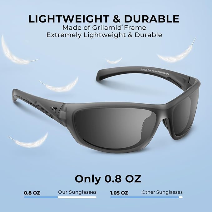 KastKing Hiwassee Polarized Sport Sunglasses for Men and Women, Wrap Sunglasses for Fishing Cycling and Running,UV Protection