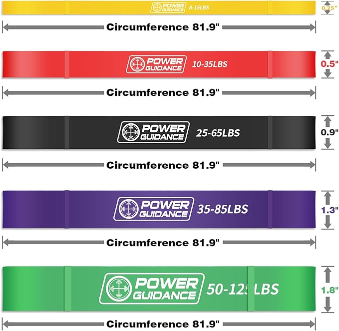 POWER GUIDANCE Pull Up Assist Bands - Stretch Resistance Band - Mobility Band - Powerlifting Bands - by Perfect for Body Stretching, Powerlifting, Resistance Training