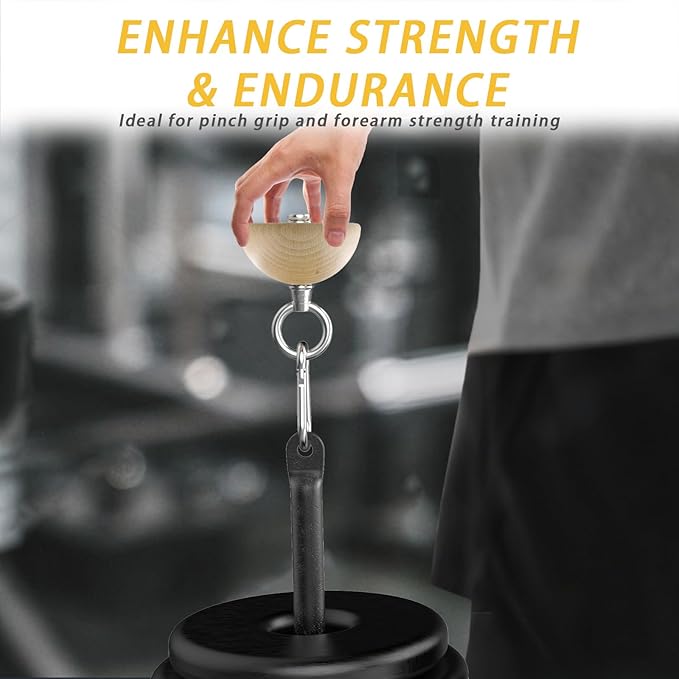 Grip Strength Training Beech Wood Pinch Block & Half-Sphere Ball with Loading Pin – Hand, Finger, Forearm Workout Set for Climbing, Lifting, Fitness Training
