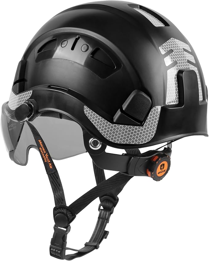 GREEN DEVIL Safety Helmet Hard Hat with Chin Strap Vented Lightweight Adjustable Hardhat for Men Women with Hi-Viz Design Ideal for Tree Climbing Work at Height