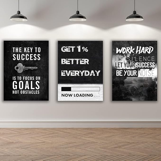 Yetaryy Motivational Poster Inspirational Wall Art 3 Pieces Canvas Painting Lion Artwork for Living Room Office Modern Home Decor Prints Pictures Wall Decor Framed Ready to Hang [72''Wx 36''H]