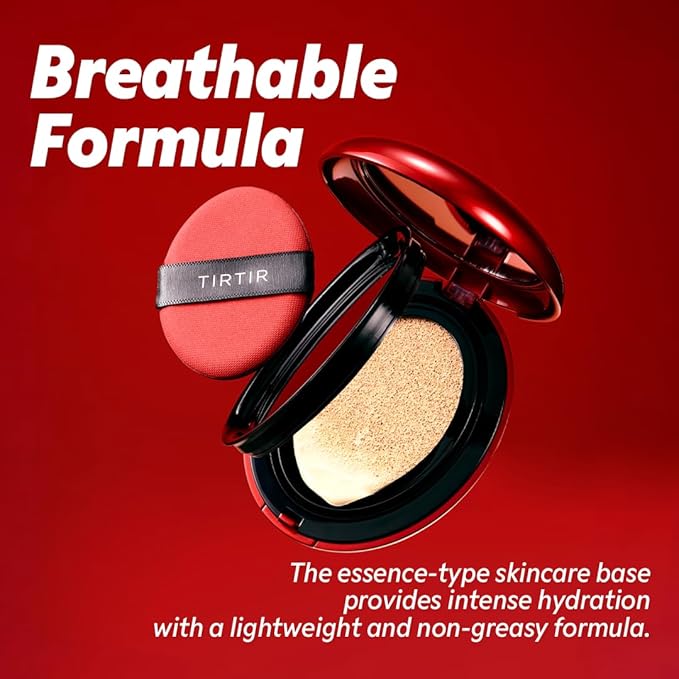 [*Mini Size*] TIRTIR Mask Fit Red Cushion Foundation | Full coverage, Weightless, Skin fit, Satin Glow Finish, Korean Makeup, beauty, Tattoo cover up, Buildable (#25N Mocha, 0.15 Fl Oz)