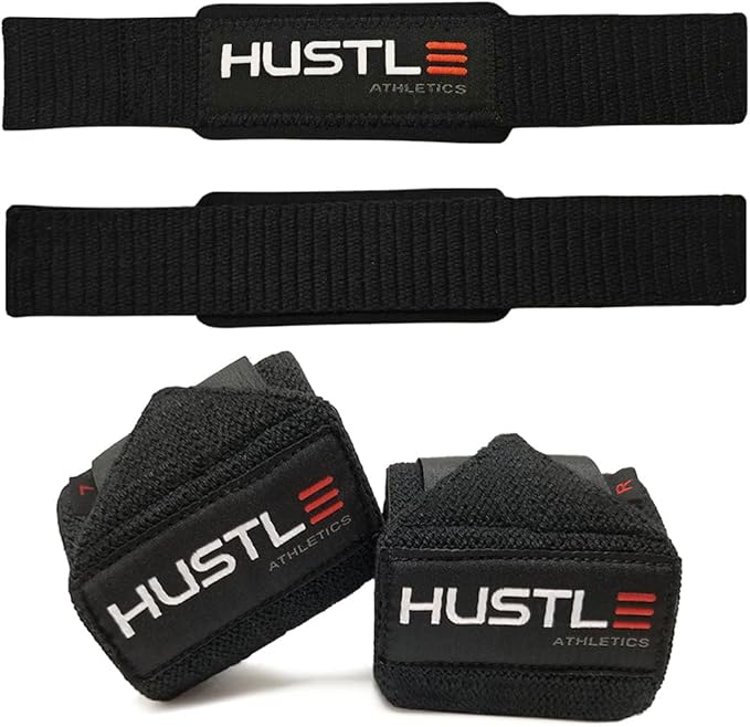 Hustle Athletics Wrist Wraps for Weightlifting – Max Wrist Support for Safe & Heavy Lifts, USPA Approved 18" & 12" Lengths, Thumb Loop Gym Straps for Powerlifting & Weight Lifting for Men and Women