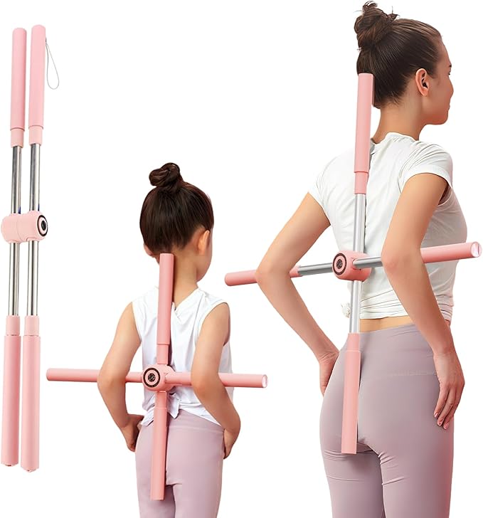 Yoga Stick, Posture Correction Stick for Women and Men, Relieve Back Pain, Upper and Lower Back Stretchers and Straighteners, 24.4-36.2 Inch Stretching Stick Neck Hump Corrector