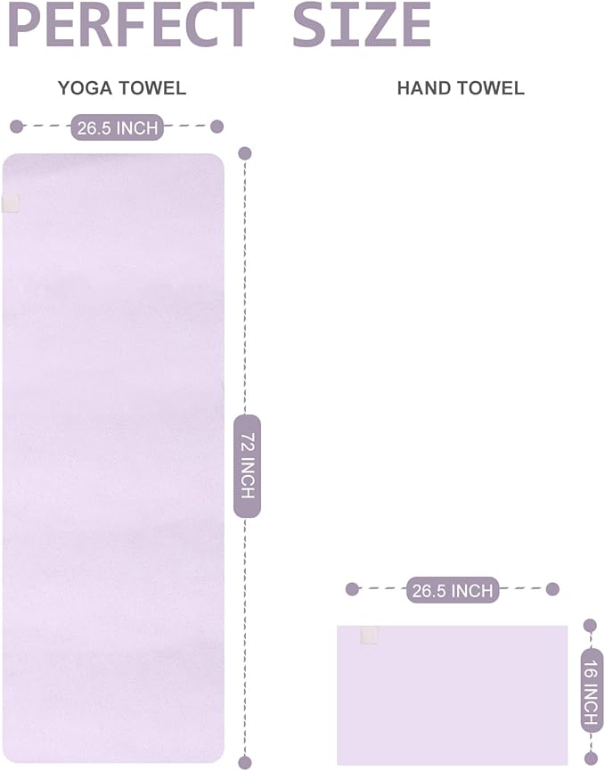 Eunzel 2 Pack Hot Yoga Hand Towel, Super Absorbent Suede Sweat Towel for Hot Yoga, Pilates and Workout 16" x 26.5",Taro Purple