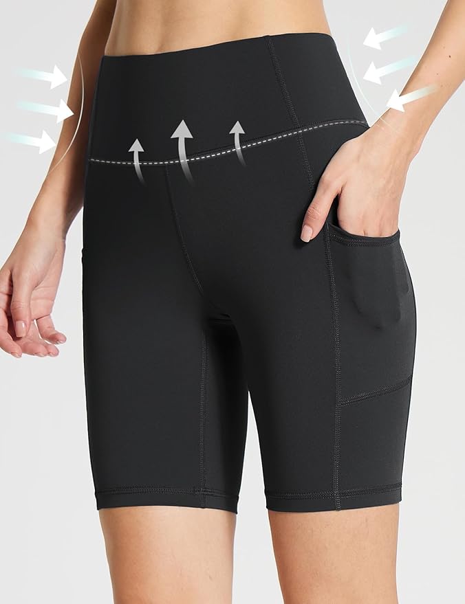 baleaf Women's 8"/ 5"/ 3" Biker Shorts High Waist Yoga Workout Gym Running Volleyball Spandex Shorts with Pockets